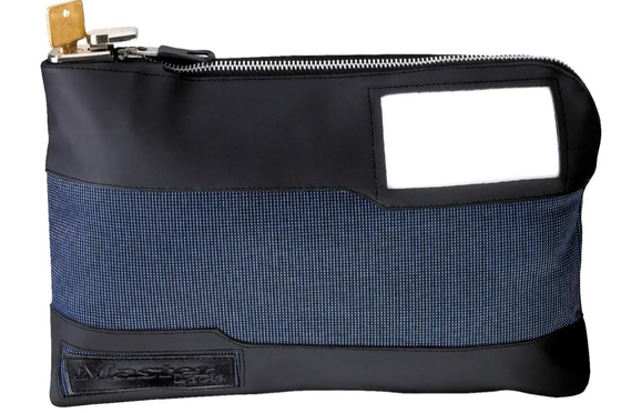 Master Lock 7120D Sac à billets avec serrure à clé et fermeture éclair pour espèces, 11-1/2 po. Longue pochette de voyage portable verrouillable pour protéger les passeports et les objets de valeur, bleu