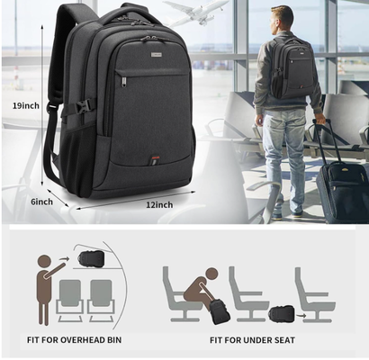 Sac à dos portable de 17 pouces pour les voyages Sac à dos universitaire résistant à l'eau pour hommes/femmes Sac à dos portable avec port de charge USB, noir