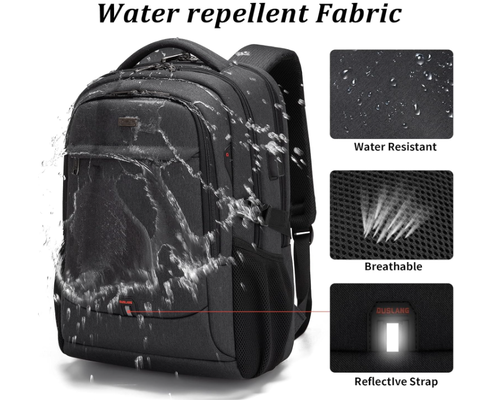 Sac à dos portable de 17 pouces pour les voyages Sac à dos universitaire résistant à l'eau pour hommes/femmes Sac à dos portable avec port de charge USB, noir
