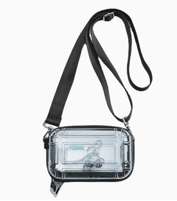 Mini sac de maquillage transparent de voyage, sac à bandoulière unique de 7 pouces, sac de voyage bandoulière, sac de rangement rigide en PC, petit sac carré d'aviation