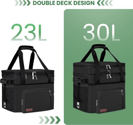 Sac glacière double étage - 60 canettes, isotherme, portable, souple, pour déjeuner, glacière extensible extra-large pour la plage, le pique-nique, le camping, le shopping