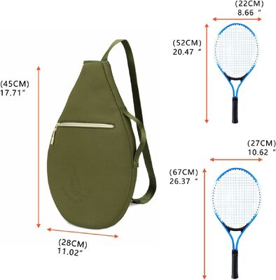 Neoprène rembourré sac de protection de raquette de tennis avec poche. Conception à manche douce, 2 compartiments, adapté au tennis, squash, raquettes de badminton, port à une épaule ou à travers le corps.