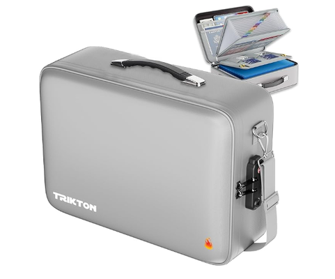 Boîte à documents résistante au feu et à l'eau de taille légale XXL avec verrouillage TSA - boîtier en coque dure (17 × 13 × 6 pouces) Organisateur de fichiers en boîtier dur pour documents importants, ordinateur portable, passeport, testaments et certificats