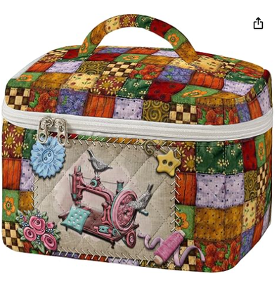 Gros sac de maquillage en couette modèle de couture vintage sac de voyage cosmétique pour femmes patchwork esthétique organisateur de toilettes avec poignée pinceaux de soins de la peau accessoires