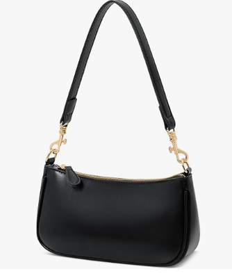 Petit sac à main noir pour femme, mignon mini sac à bandoulière fermeture éclair | 2 bretelles amovibles, sacs rétro sous le bras, sac bandoulière classique, sac à main pour femme