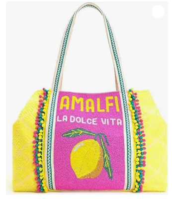 Amalfi Beaded Tote Bag for Women || Coastal Beach Tote || Hand-Beaded Summer Handbag