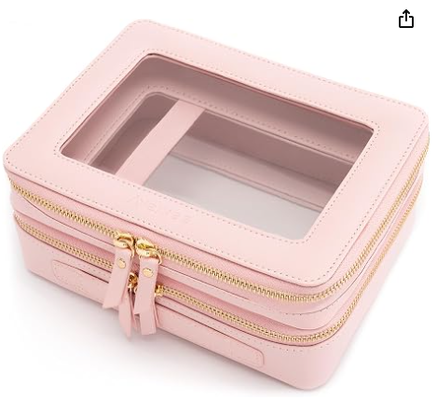 Sacs de maquillage transparents, sacs cosmétiques à double couche avec un compartiment de pinceau séparé, sac toilette de voyage, étui de train, organisateur d'accessoires de voyage pour femmes, 2 couches
