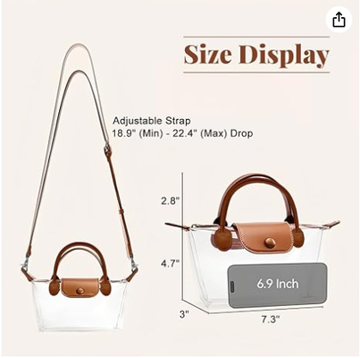 Sac transparent pour femmes, sacs à bandoulière approuvés pour les stades, sac à main pour concerts et événements sportifs