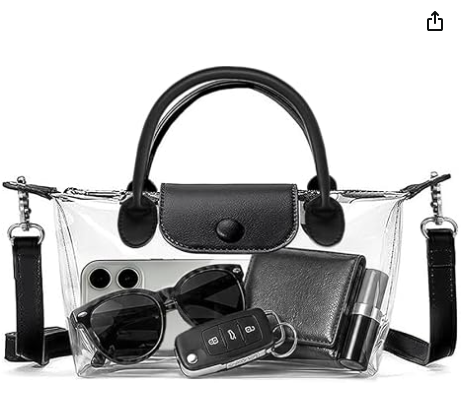 Sac transparent pour femmes, sacs à bandoulière approuvés pour les stades, sac à main pour concerts et événements sportifs