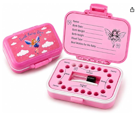 Boîte de la fée des dents et étui de souvenir de dents de bébé pour enfants - paille de blé naturel et matériau PP, doublure EVA facile à écrire