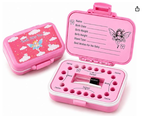 Boîte de la fée des dents et étui de souvenir de dents de bébé pour enfants - paille de blé naturel et matériau PP, doublure EVA facile à écrire