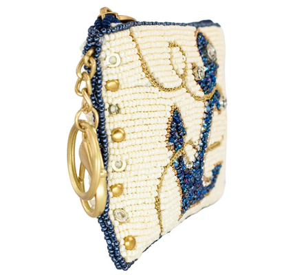 Sac à main à pièces de monnaie à l' œil attraper un papillon sac à monnaie avec des motifs floraux de perles audacieux joueur boucle de clef et fermeture à fermeture à glissière parfait pour les petits éléments essentiels