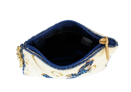 Sac à main à pièces de monnaie à l' œil attraper un papillon sac à monnaie avec des motifs floraux de perles audacieux joueur boucle de clef et fermeture à fermeture à glissière parfait pour les petits éléments essentiels