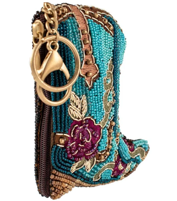 Porte-monnaie Kickin' AroundSac à monnaie en perles rose doux avec couronne dorée scintillante, fermeture à glissière, crochet à gâchette à ouverture facile, porte-clés et raccord pour carte de crédit, design compact