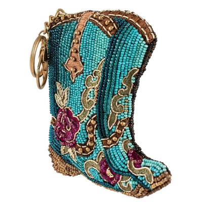 Porte-monnaie Kickin' AroundSac à monnaie en perles rose doux avec couronne dorée scintillante, fermeture à glissière, crochet à gâchette à ouverture facile, porte-clés et raccord pour carte de crédit, design compact