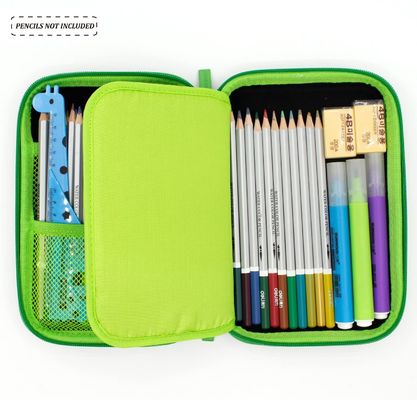 Doublure verte fluorescente de tissu de capacité d'EVA Stylish Pencil Case Big