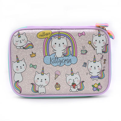 Trousse d'écolier dure en cuir d'unité centrale EVA Pencil Box 600D de paillette avec la tirette