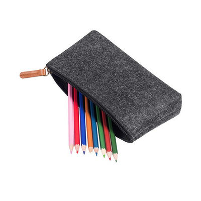 Étui à crayons portable et durable en feutre EVA de 3 mm, en nylon gris foncé, réutilisable et léger, adapté au bureau, à l'école et aux étudiants