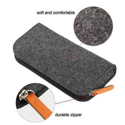 Étui à crayons portable et durable en feutre EVA de 3 mm, en nylon gris foncé, réutilisable et léger, adapté au bureau, à l'école et aux étudiants