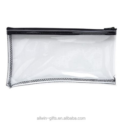 Le dépôts en banque imperméable clair de tirette de PVC met en sac le sac de crayon 10,5 x 5,5 pouces