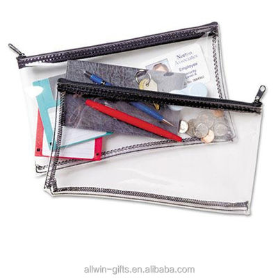 Le dépôts en banque imperméable clair de tirette de PVC met en sac le sac de crayon 10,5 x 5,5 pouces