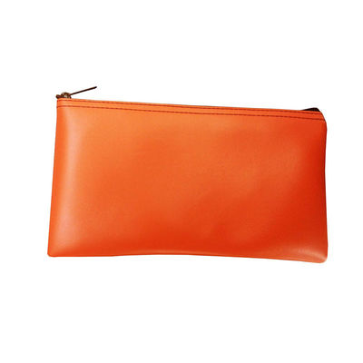 Sacs bancaires à fermeture à glissière imprimés par transfert thermique en vinyle transparent et en cuir pour le stockage sécurisé de stylos et de pièces d'identité de chèques bancaires