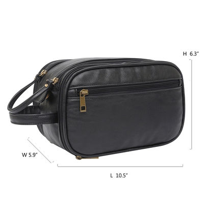 Ventes chaudes Hommes kits de toilettes imperméable PU Matériau en cuir sac fermeture à glissière de voyage