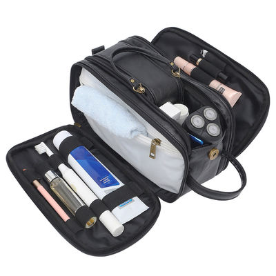 Ventes chaudes Hommes kits de toilettes imperméable PU Matériau en cuir sac fermeture à glissière de voyage