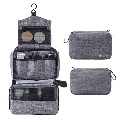 Stockage de maquillage de sac de lavage d'article de toilette de tissu de polyester du voyage 600D avec rayer 210D