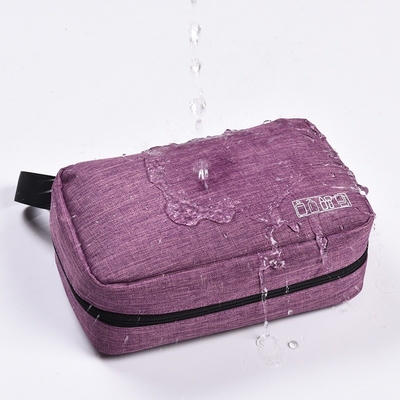 Stockage de maquillage de sac de lavage d'article de toilette de tissu de polyester du voyage 600D avec rayer 210D