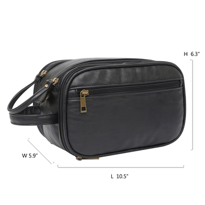 Voyage imperméable Mesh Bags de couleurs d'unité centrale d'article de toilette de sac en cuir noir de lavage