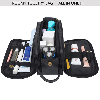 Voyage imperméable Mesh Bags de couleurs d'unité centrale d'article de toilette de sac en cuir noir de lavage