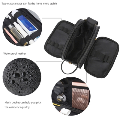 Voyage imperméable Mesh Bags de couleurs d'unité centrale d'article de toilette de sac en cuir noir de lavage
