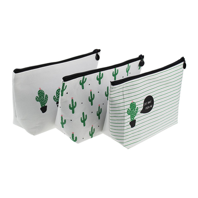 Sac cosmétique de maquillage de toile de coton d'article de toilette de sac lavable de lavage avec la tirette