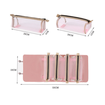 Quatre dans un stockage portatif de brosse de maquillage de voyage de Mesh Folding Makeup Wash Bag