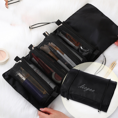Quatre dans un stockage portatif de brosse de maquillage de voyage de Mesh Folding Makeup Wash Bag