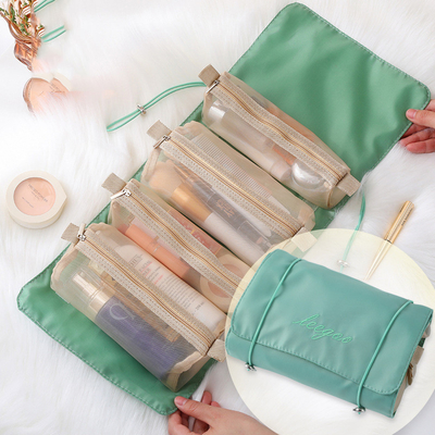Quatre dans un stockage portatif de brosse de maquillage de voyage de Mesh Folding Makeup Wash Bag