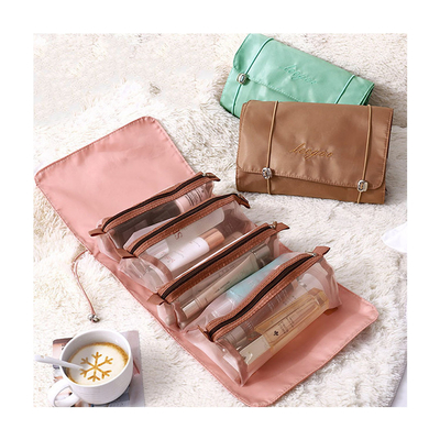 Quatre dans un stockage portatif de brosse de maquillage de voyage de Mesh Folding Makeup Wash Bag