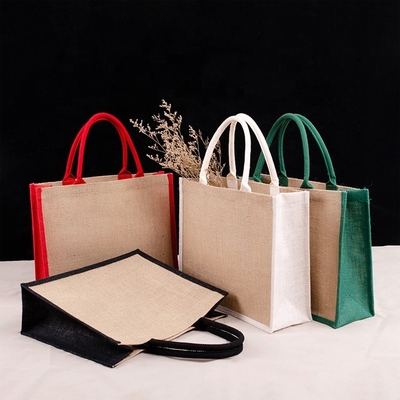 Revêtement de PE de Tote Bags d'épicerie d'achats de jute de toile de jute de stratification réutilisable