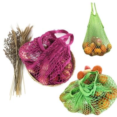 Coton lavable réutilisable Mesh String Short Handle de sacs d'épicerie de légume fruit