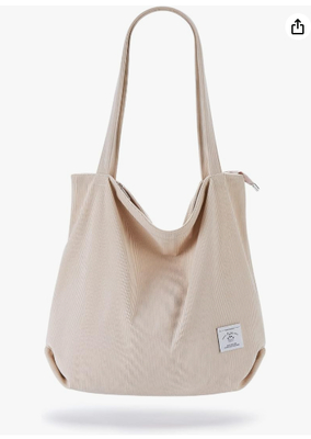 KALIDI Sac fourre-tout en velours côtelé pour femmes, sac à main fourre-tout décontracté avec fermeture éclair, sac à bandoulière grande capacité avec poches