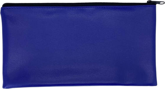 Sac à fermeture éclair pour dépôt de sécurité Blue Bank, extérieur en similicuir enduit de vinyle résistant à l'eau avec doublure intérieure douce. Pour le stockage d'espèces, de chèques, de pièces de monnaie et d'argent, et plus encore. 11x6 pouces