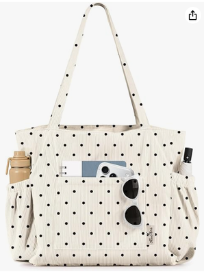 Miss Adola Sac à main en coton doux pour femmes Multi-poche avec fermeture à glissière Sac à main de grande capacité pour le travail, les voyages et les achats