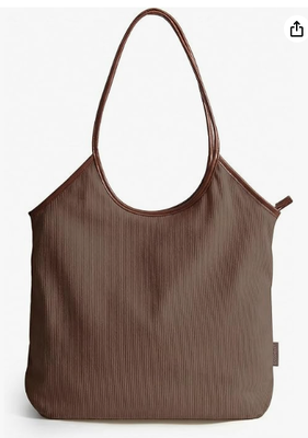 Sac cabas en velours côtelé pour femme avec fermeture éclair, sac d'épaule décontracté, sac de voyage léger, sac hobo, sac de plage avec poignées en similicuir pour le voyage, le shopping, le campus