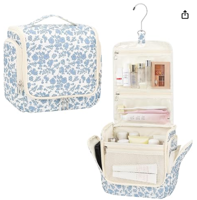 Trousse de toilette suspendue pour hommes, trousse de maquillage de voyage pour femmes, grande trousse de toilette bleue résistante à l'eau, trousse de rasage, pochette de douche, sac d'hygiène de salle de bain, essentiels de voyage en cabine